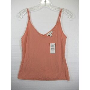 NEW On 34th Camisole Tank Top Women Medium Peach V-neck Stretch